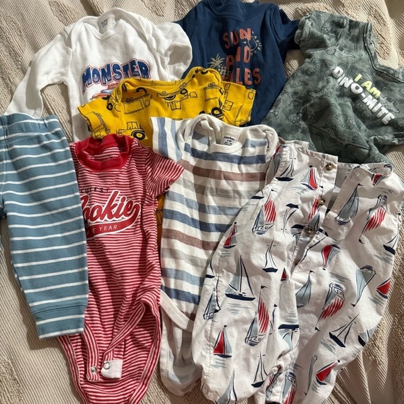 Carter's Other - Spring Summer Baby 6mo Clothing lot with Nautical and Fun Prints bundle of 8